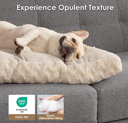 Hondenkussen – Hondenbed – Hondenmat – Ligkussen – XL Hondenmand – Voor Grote Honden – Dubbelzijdig Nepbont en Neplinnen – Wasbaar en Extra Ruim 104x68 cm