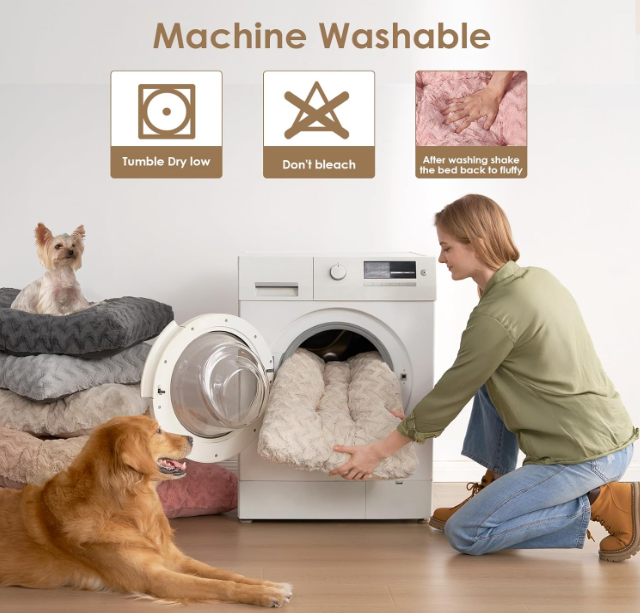 Hondenkussen – Hondenbed – Hondenmat – Ligkussen – XL Hondenmand – Voor Grote Honden – Dubbelzijdig Nepbont en Neplinnen – Wasbaar en Extra Ruim 104x68 cm