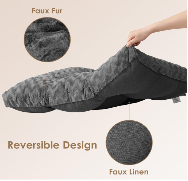 Hondenbed – Hondenkussen – Hondemand – Hondenmat – XL 104x68cm Donkergrijs – Omkeerbaar ontwerp – Machinewasbaar