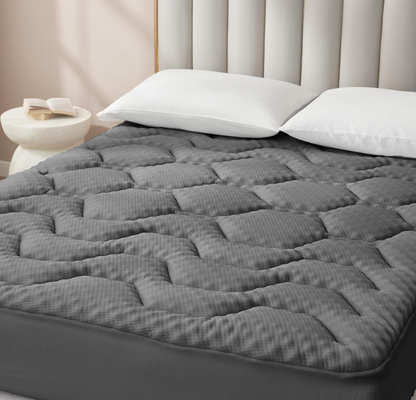 Matrastopper – Topmatras – Matrasbeschermer – Slaapverbeteraar – Bedverhoger – 150x200 cm – Memory Foam met Gel – Elastische Hoes tot 38 cm Dikte – Donkergrijs