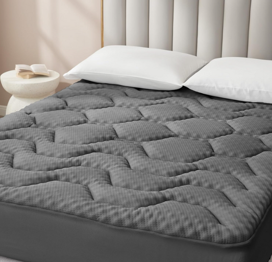 Matrastopper – Topmatras – Matrasverhoger – Matrasbeschermer – 135x190 cm Donkergrijs – Memory Foam Met Verkoelende Gellaag – Elastische Hoekbanden Tot 38 cm