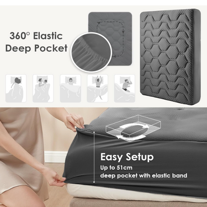 Matrastopper – Topmatras – Matrasverhoger – Matrasbeschermer – 135x190 cm Donkergrijs – Memory Foam Met Verkoelende Gellaag – Elastische Hoekbanden Tot 38 cm