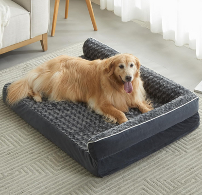 Orthopedisch Hondenbed – Hondenmat – Hondenkussen – Hondensofa – Hondenmand – Extra Groot XL 107x76x19 cm – Waterdicht & Wasbare Hoes – Antislip Onderkant – Donkergrijs