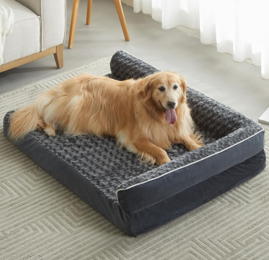 Orthopedisch Hondenbed – Hondenmat – Hondenkussen – Hondensofa – Hondenmand – Extra Groot XL 107x76x19 cm – Waterdicht & Wasbare Hoes – Antislip Onderkant – Donkergrijs