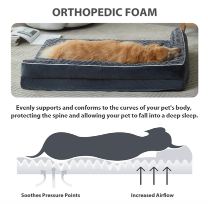 Orthopedisch Hondenbed – Hondenmat – Hondenkussen – Hondensofa – Hondenmand – Extra Groot XL 107x76x19 cm – Waterdicht & Wasbare Hoes – Antislip Onderkant – Donkergrijs