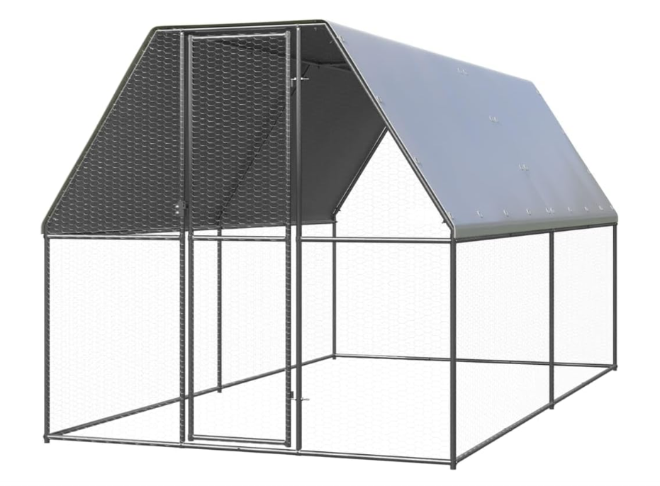Kippenverblijf – Kippenhok – Kippenren – Buitenren – Kippenkooi – 2x4x2 m – Gegalvaniseerd Stalen Frame – Water- en UV-bestendig Dak