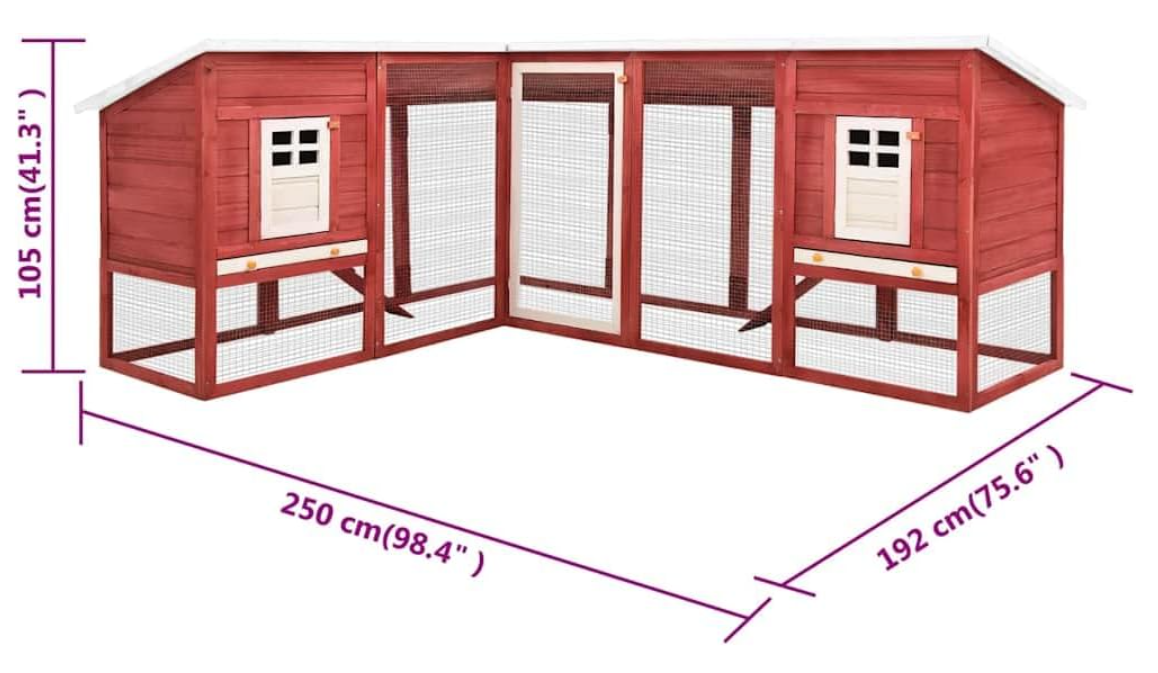 Konijnenhok – Konijnenren – Knaagdierenhok – Dierenhok – Konijnenkooi – Ruim 250x192x105 cm – Gemaakt van Solide Vurenhout