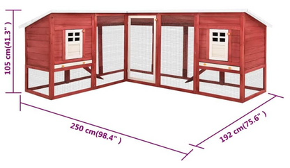 Konijnenhok – Konijnenren – Knaagdierenhok – Dierenhok – Konijnenkooi – Ruim 250x192x105 cm – Gemaakt van Solide Vurenhout