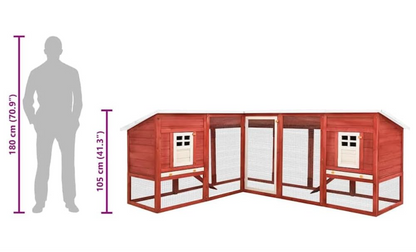 Konijnenhok – Konijnenren – Knaagdierenhok – Dierenhok – Konijnenkooi – Ruim 250x192x105 cm – Gemaakt van Solide Vurenhout