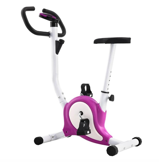Hometrainer – Fitnessfiets – Trainingsfiets – Fitnessapparaat – Cardiotrainer – Paars – Verstelbaar Zadel – LCD-Display Met Weergave
