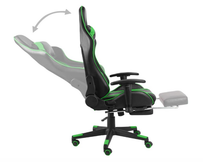 Gamingstoel – Bureaustoel – Gamestoel – Computestoel – Draaistoel – Ergonomisch Ontwerp – Uittrekbare Voetensteun – Zwart Groen PVC