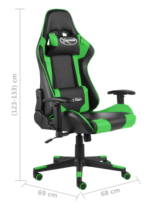 Gamingstoel – Bureaustoel – Gamestoel – Draaistoel – Werkstoel – Groen – Verstelbare Hoogte – Ergonomisch Comfort
