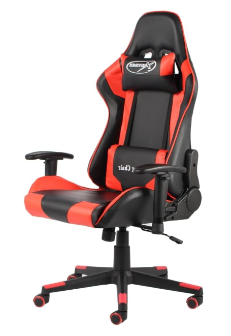 Gamingstoel – Bureaustoel – Gamerstoel – Bureaustoel – Draaistoel – Ergonomisch Design – Verstelbare Hoogte – Rood Zwart PVC