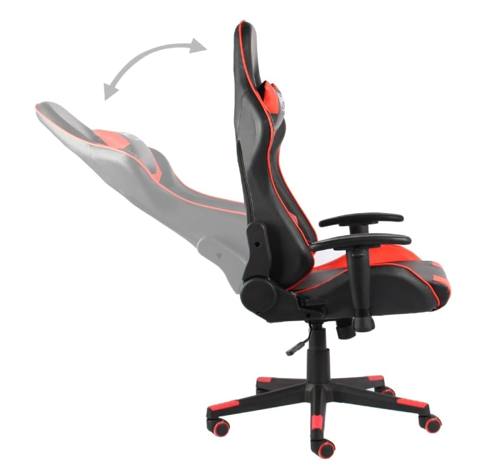 Gamingstoel – Bureaustoel – Gamerstoel – Bureaustoel – Draaistoel – Ergonomisch Design – Verstelbare Hoogte – Rood Zwart PVC