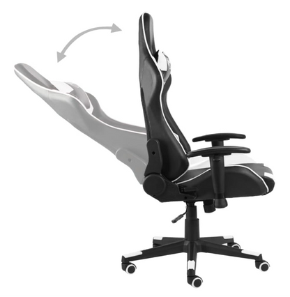 Gamingstoel – Bureaustoel – Gamestoel – Draaistoel – Comfi Stoel – Ergonomische Witte PVC Bekleding – Verstelbare Hoogte & Rugleuning