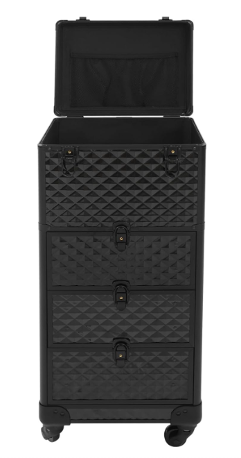Make-Upkoffer – Make-Up Trolley – Beautycase – Cosmetica Koffer – Visagiekoffer – Aluminium – Uitklapbaar Met Slot En 4 Wieltjes
