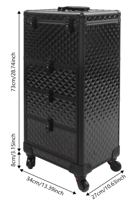 Make-Upkoffer – Make-Up Trolley – Beautycase – Cosmetica Koffer – Visagiekoffer – Aluminium – Uitklapbaar Met Slot En 4 Wieltjes