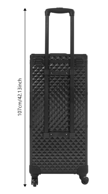 Make-Upkoffer – Make-Up Trolley – Beautycase – Cosmetica Koffer – Visagiekoffer – Aluminium – Uitklapbaar Met Slot En 4 Wieltjes