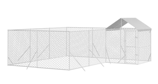 Buitenren – Hondenren – Konijnenren – Kippenren – Buitenhok – 6 x 6 x 2,5 m – Gegalvaniseerd Staal – Water- En UV-Bestendig Dak