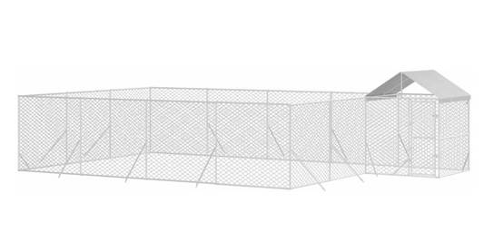 Buitenren Hondenren Dierenren Konijnenren Kippenren – 10x6x2,5 Meter – Gegalvaniseerd Staal – Water- En UV-Bestendig Dak – Afsluitbare Deur
