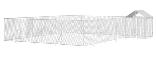 Hondenhok – Hondenren – Buitenhok – Dierenren – Kennel – Groot formaat 10x8x2,5 m – Verzinkt staal & Waterbestendig Dak