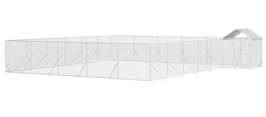 Hondenren – Buitenren – Huisdierenren – Kennel – Kippenren – Gegalvaniseerd Staal – Groot 12x12x2,5 m – Water- En UV-Bestendig Dak – Vergrendelbare Deur