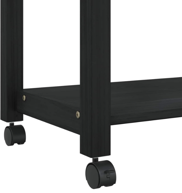 Keukentrolley – Keukenwagen – Opbergwagen – Karren – Serveerwagen – Zwart – Massief Grenenhout – 360° Wieltjes – Ruime Opbergruimte 60x40x90 cm