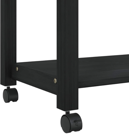 Keukentrolley – Keukenwagen – Opbergwagen – Karren – Serveerwagen – Zwart – Massief Grenenhout – 360° Wieltjes – Ruime Opbergruimte 60x40x90 cm