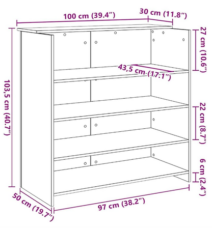 Balie – Receptiebalie – Baliesysteem – Balietafel – Baliekast – Sonoma Eiken – Hout – 100x50x103,5 cm – Stevig En Duurzaam – Ruime Opbergruimte