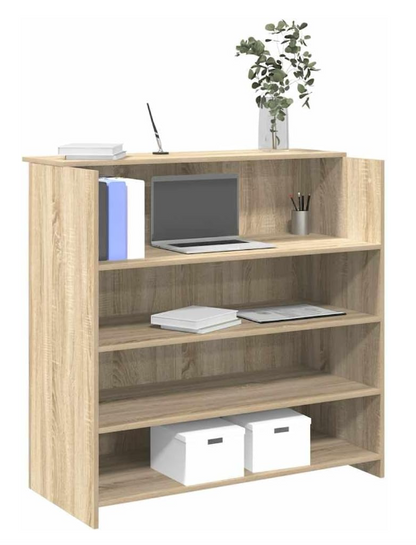 Balie – Receptiebalie – Baliesysteem – Balietafel – Baliekast – Sonoma Eiken – Hout – 100x50x103,5 cm – Stevig En Duurzaam – Ruime Opbergruimte