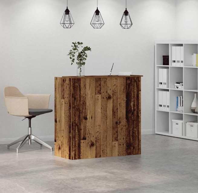 Receptiebalie – Ontvangstbalie – Kantoorbalie – Balie – Salonbalie – 100x50x103,5 cm – Duurzaam Bewerkt Hout – Ingebouwde Opbergruimte
