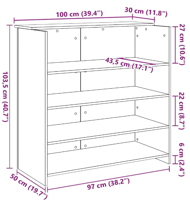 Balie – Receptiebalie – Ontvangstbalie – Kassa Balie – Salonbalie – Grijze Sonoma Eiken Look – Compact 100x50x103,5 cm – Duurzaam Verwerkt Hout