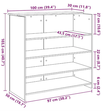 Balie – Receptiebalie – Ontvangstbalie – Kassa Balie – Salonbalie – Grijze Sonoma Eiken Look – Compact 100x50x103,5 cm – Duurzaam Verwerkt Hout