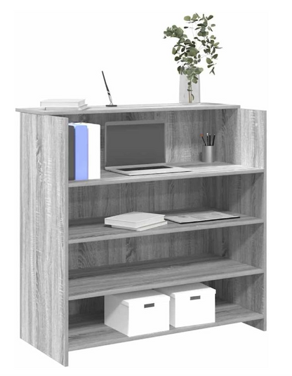 Balie – Receptiebalie – Ontvangstbalie – Kassa Balie – Salonbalie – Grijze Sonoma Eiken Look – Compact 100x50x103,5 cm – Duurzaam Verwerkt Hout