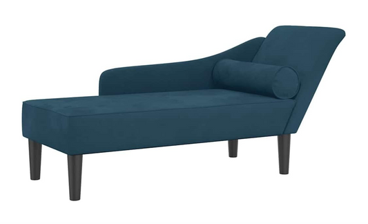 Chaise Longue – Lounge Sofa – Bank – Daybed – Relaxstoel – Velvet Blauwe Fluwelen Bekleding – Comfortabele Veerkrachtige Kussens