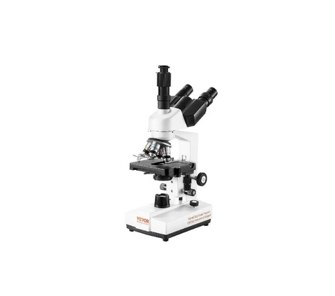 Vevor - Digital microscope - Lab microscope - Compound binocular microscope - 40X-2500X - with LED illumination - Metal base - White