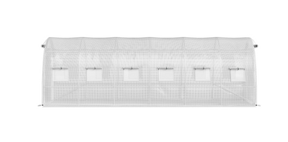 Kweekkas – Broeikas – Tuinkas – Tunnelkas – Serre – Groot 609,6x304,8x213,36 cm – Gegalvaniseerd Stalen Frame – 12 Oprolbare Ramen & 2 Ritsdeuren - Wit