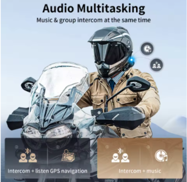 Motocycle Intercom - Helm Intercom - MotorfietshelmHeadset - Bluetooth Helm Intercom - Helm - Motorfiets Accessoires - 8 Riders - 2000M - Interphone Communicator,FM Radio - QUORE
