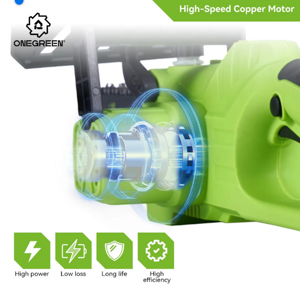 Elektrische Kettingzaag - Accu Kettingzaag - 6000W - 18V - 20000rpm- Tuinboom snoeigereedschap - 15m/s - 12 Inch - 2 Batterij - Snijbreedte 60cm - QUORE