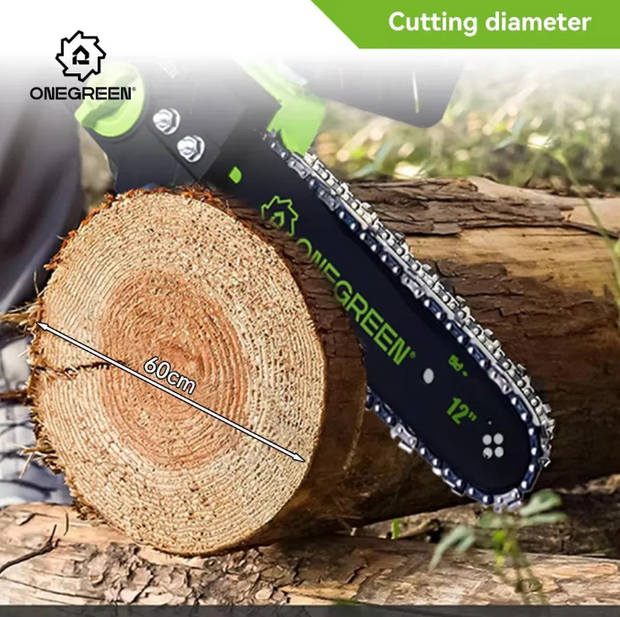 Elektrische Kettingzaag - Accu Kettingzaag - 6000W - 18V - 20000rpm- Tuinboom snoeigereedschap - 15m/s - 12 Inch - 2 Batterij - Snijbreedte 60cm - QUORE