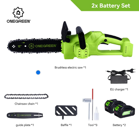 Elektrische Kettingzaag - Accu Kettingzaag - 6000W - 18V - 20000rpm- Tuinboom snoeigereedschap - 15m/s - 12 Inch - 2 Batterij - Snijbreedte 60cm - QUORE