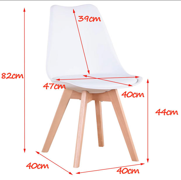 Chair - Dining Chairs - Dining Chairs Set of 6 - Nordic Medieval Dining Chairs - Padded Seat - Beech Legs - White