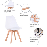 Chair - Dining Chairs - Dining Chairs Set of 6 - Nordic Medieval Dining Chairs - Padded Seat - Beech Legs - White