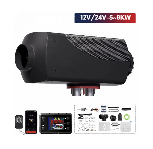Diesel luchtverwarmer - Luchtverwarmer Standkachel - dieselkachel -  5-8KW - 12V -  Met BT - Blauw/Rood