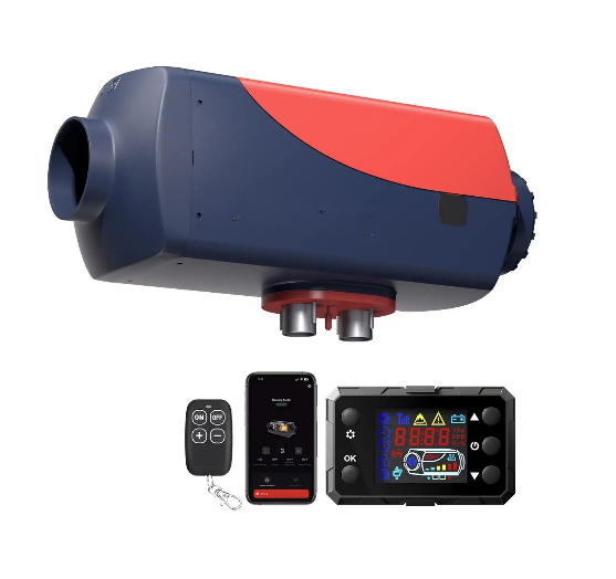 Diesel luchtverwarmer - Luchtverwarmer Standkachel - dieselkachel -  5-8KW - 12V -  Met BT - Koolstofzwart