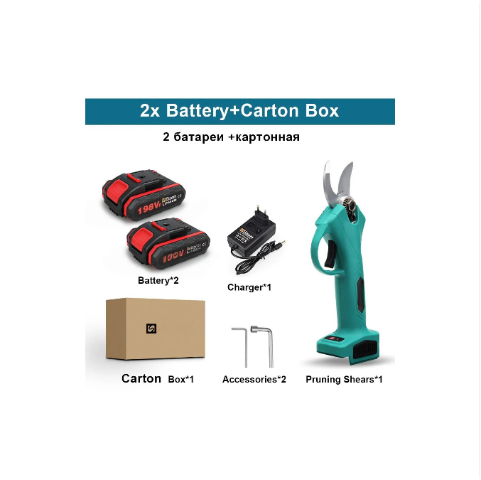Elektrische Snoeischaar - snoeischaar - accu snoeischaar -   - schaar Elektrisch - Cordless Pruning Shears - 2 Batterijtype 2 - 500W - 9000mAH - Zwart - QUORE
