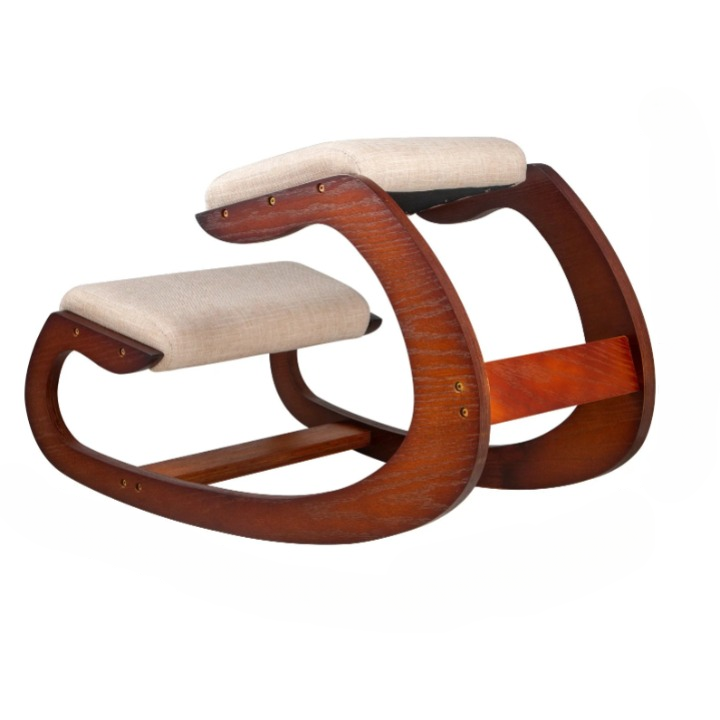 Knielende Stoel - Bureaustoel - Ergonomische stoel - Thuiskantoorstoel - Kniestoel Kruk met dik kussen - Verbetering van de houding - Schommelend hout Kniecomputerstoel - Hickory Frame - QUORE