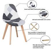Chair - Dining Chairs - Dining Chairs Set of 4 - Scandinavian Medieval Style - Patchwork Frabic - 86*46*47cm - Black, White and Gray