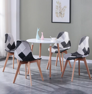 Chair - Dining Chairs - Dining Chairs Set of 4 - Scandinavian Medieval Style - Patchwork Frabic - 86*46*47cm - Black, White and Gray