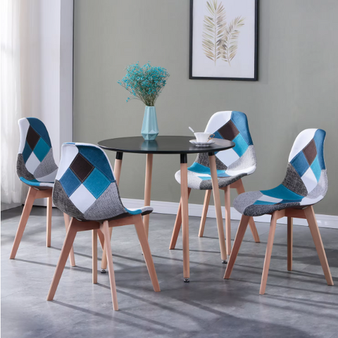 Chair - Dining Chairs - Dining Chairs Set of 4 - Scandinavian Medieval Style - Patchwork Frabic - 86*46*47cm - Blue